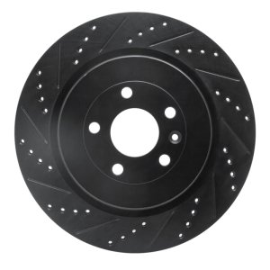 Ford Police Interceptor Sedan Brake Rotor (1) - Rear Left - R1 Concepts - Drilled & Slotted - Black - `13-`19